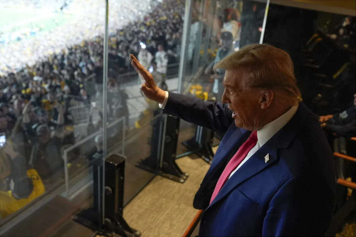 Republican presidential nominee former President Donald Trump attends a game between the NFL's Pittsburgh Steelers and the New York Jets in Pittsburgh on Oct. 20, 2024. (Evan Vucci/Pool/Getty Images)