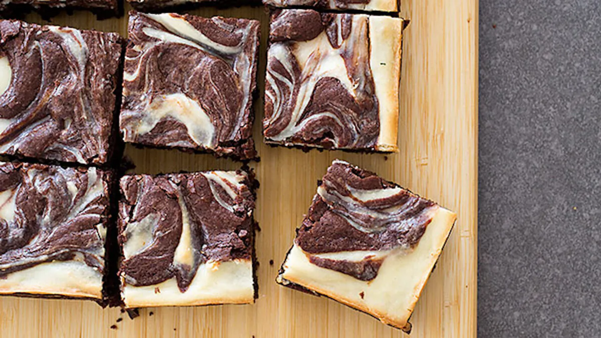 Sour cream added to the cream cheese swirl complements the brownie's sweetness. (America's Test Kitchen/TCA)