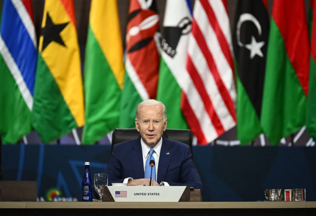 President Joe Biden speaks at the leader's session during the U.S.–Africa Leaders Summit in Washington on Dec. 15, 2022. (Brendan Smialowski/AFP via Getty Images)