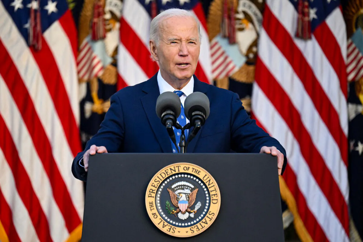 President Joe Biden speaks about a cease-fire between Israel and Hezbollah in Lebanon, in the Rose Garden of the White House on Nov. 26, 2024. (Saul Loeb/AFP via Getty Images)