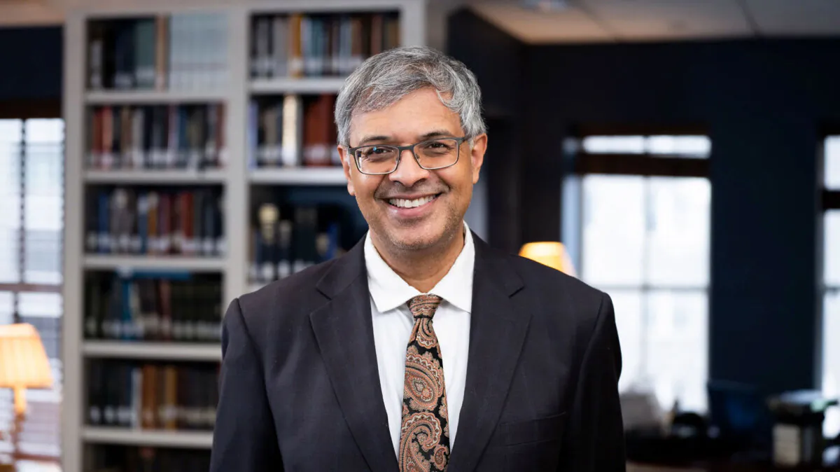 Stanford University professor Dr. Jay Bhattacharya, a founding fellow of Hillsdale College's Academy for Science and Freedom, at the Hillsdale College Kirby Center in Washington on March 17, 2022. (Bao Qiu/The Epoch Times)