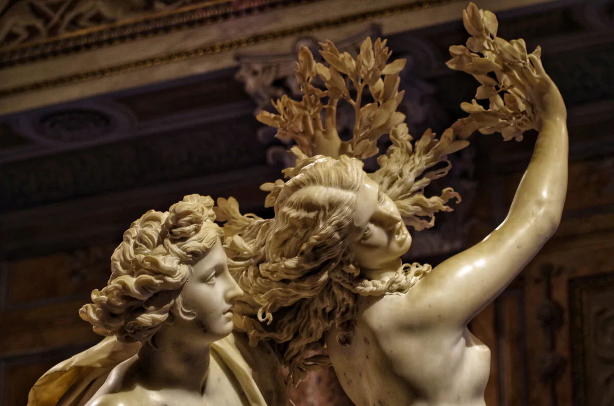 A detail of Gian Lorenzo Bernini’s “Apollo and Daphne” depicts Daphne’s transformation into a laurel tree to avoid Apollo’s pursuits. (Stefano Chiacchiarini '74 /Shutterstock)
