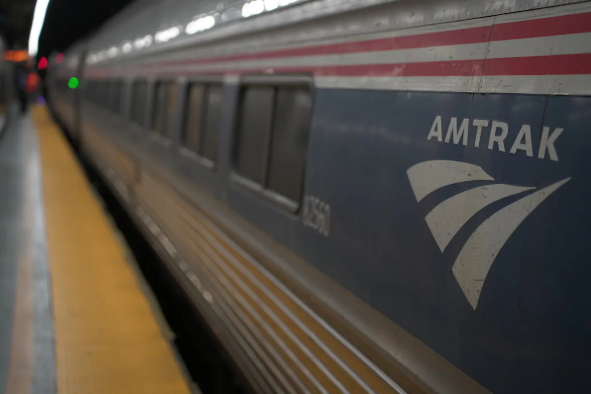 An Amtrak train at the Moynihan Train Station, New York City, Nov. 27, 2024. (Oliver Mantyk/Epoch Times)