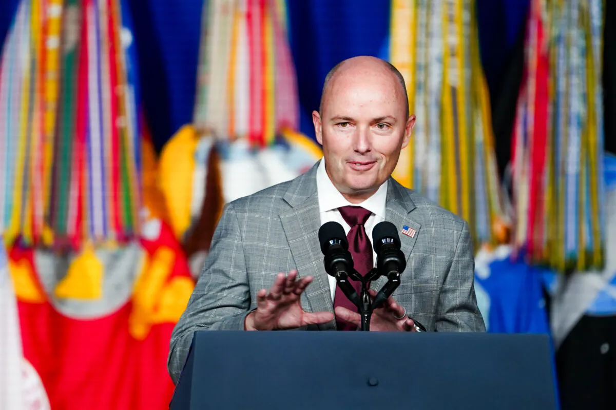Utah Gov. Spencer Cox speaks in Salt Lake City on Aug. 10, 2023. (Madalina Vasiliu/The Epoch Times)