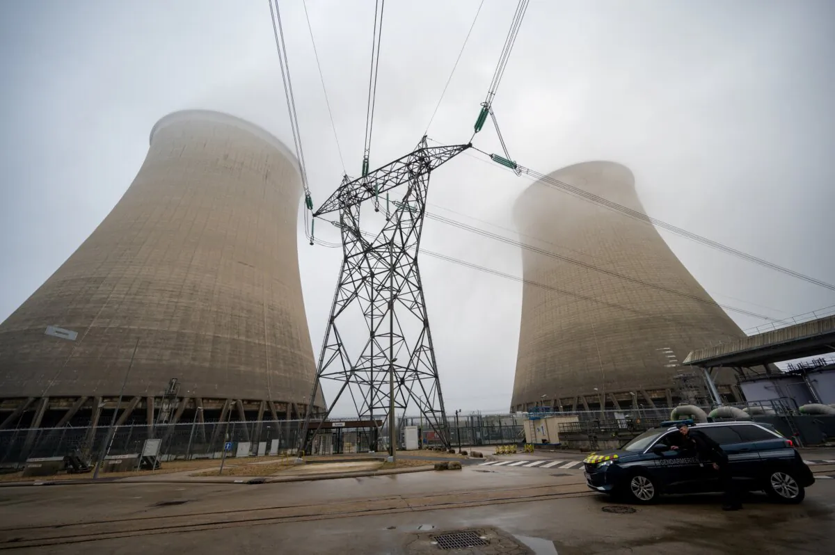 The cooling towers of the nuclear power plant in Nogent-sur-Seine, France, on Nov. 8, 2024. (Bertrand Guay/AFP via Getty Images)
