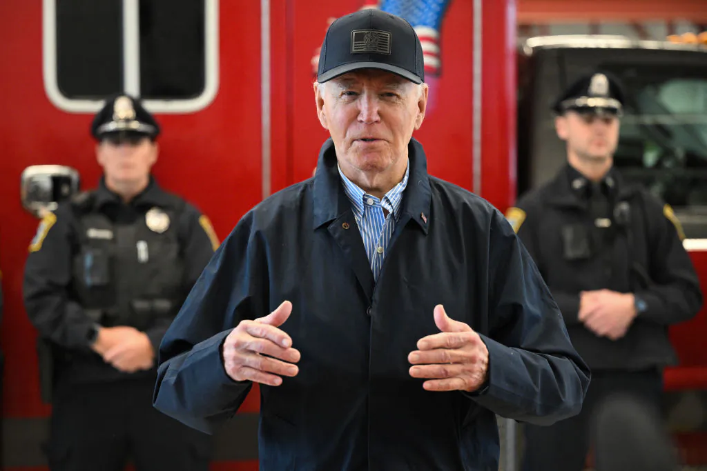 President Joe Biden speaks to reporters as he visits the Nantucket Fire Department in Nantucket, Mass., on Nov. 28, 2024. (Mandel Ngan/AFP via Getty Images)