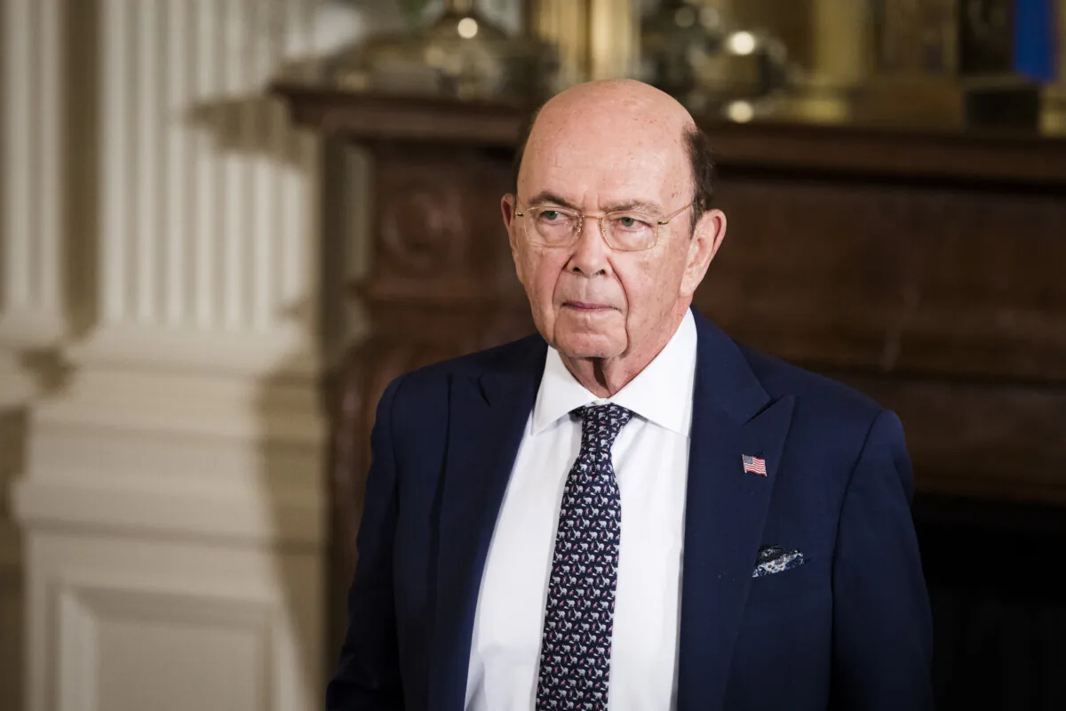 Secretary of Commerce Wilbur Ross at a joint press conference with President Donald Trump and Prime Minister Stefan Löfven of Sweden in the East Room of the White House in Washington on March 6, 2018. (Samira Bouaou/The Epoch Times)