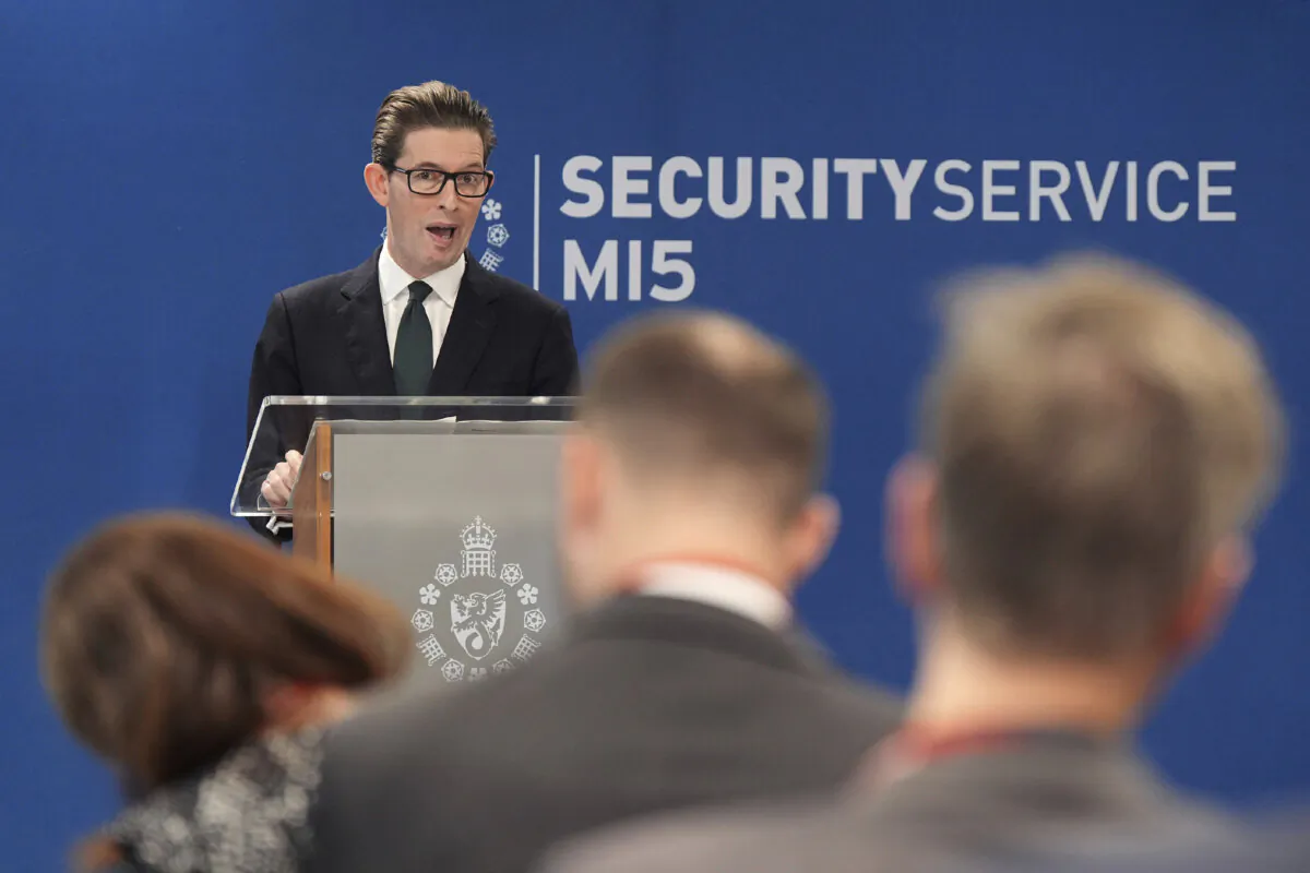 MI5 Director General Ken McCallum delivers the annual director general's speech at Counter Terrorism Operations Centre in west London, on Oct. 8, 2024. (Yui Mok/PA via AP)
