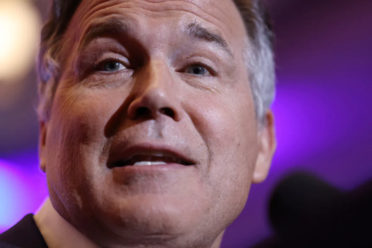 Dave McCormick reacts at his Senate campaign watch party during the 2024 U.S. elections, in downtown Pittsburgh on Nov. 6, 2024. (Quinn Glabicki/Reuters)