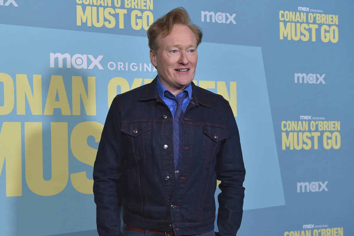 Conan O'Brien arrives at a photo call for "Conan O'Brien Must Go" in Los Angeles on April 16, 2024. (Jordan Strauss/Invision/AP)