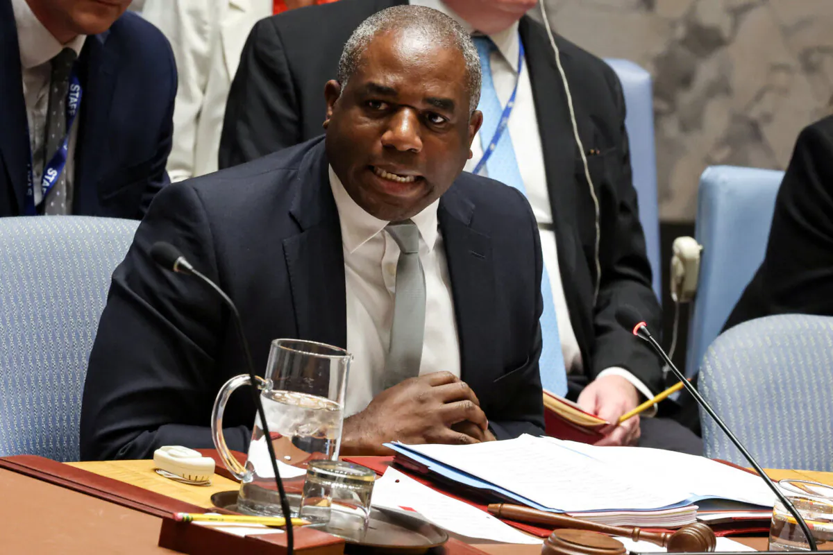 Britain's Foreign Secretary David Lammy addresses the UN Security Council, as chair, during a meeting on the situation on Sudan and South Sudan, at U.N. headquarters in New York City, on Nov 18, 2024. (Brendan McDermid/Reuters)