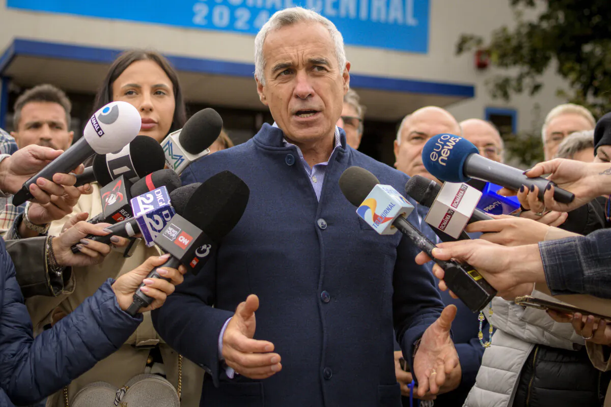 Calin Georgescu, running as an independent candidate for president, speaks to media after registering his bid in the country's presidential elections, in Bucharest, Romania, on Oct. 1, 2024. (Alexandru Dobre/AP Photo)