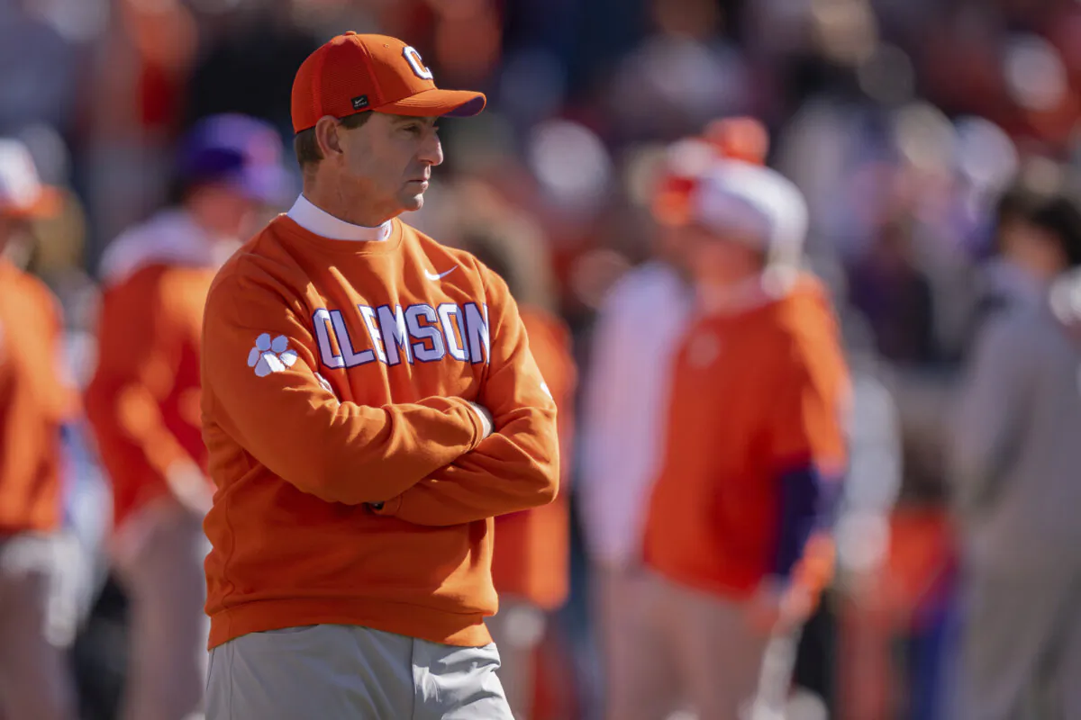 Clemson head coach Dabo Swinney looks on before an NCAA college football game against South Carolina in Clemson, S.C., on Nov. 30, 2024. (Jacob Kupferman/AP Photo)
