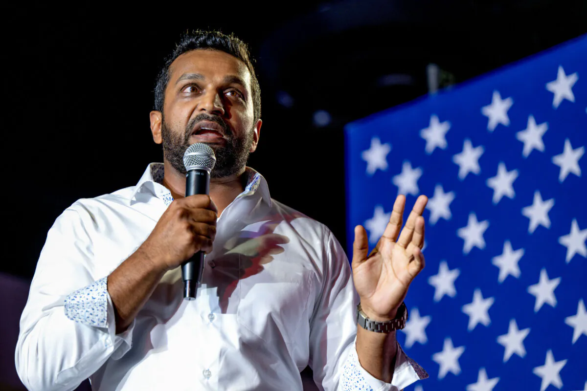 Kash Patel, former chief of staff to then-acting Secretary of Defense Christopher Miller, speaks during a campaign event for Republican candidates at the Whiskey Roads Restaurant & Bar in Tucson, Ariz., on July 31, 2022. (Brandon Bell/Getty Images)