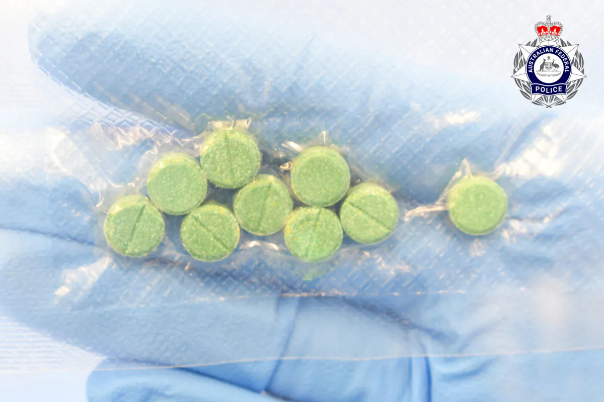 Tablets containing nitazene are seen in this undated photograph. (Courtesy of the Australian Federal Police).