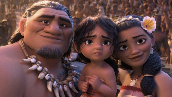 father, daughter, mother in Moana 2