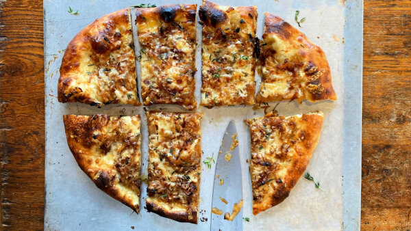 A Cozy, Caramelized Onion and Gruyere Pizza to the Rescue