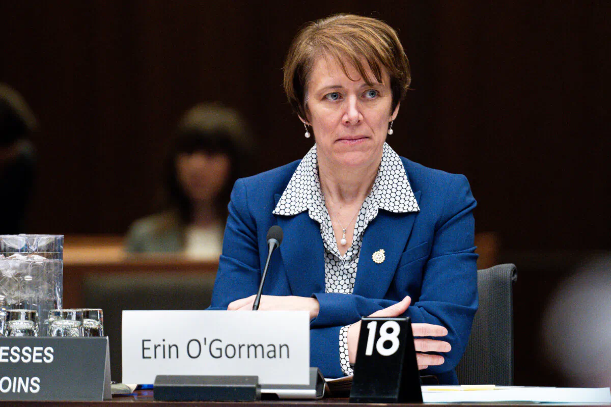 Canada Border Services Agency (CBSA) President Erin O'Gorman waits to appear before the Standing Committee on Public Safety and National Security in the Parliamentary Prescient of Ottawa on Dec. 3, 2024. (Spencer Colby/The Canadian Press)