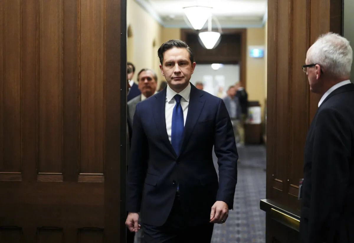 Conservative Leader Pierre Poilievre leaves the prime minister’s office in the West Block on Parliament Hill in Ottawa on Dec. 3, 2024. (The Canadian Press/Sean Kilpatrick)