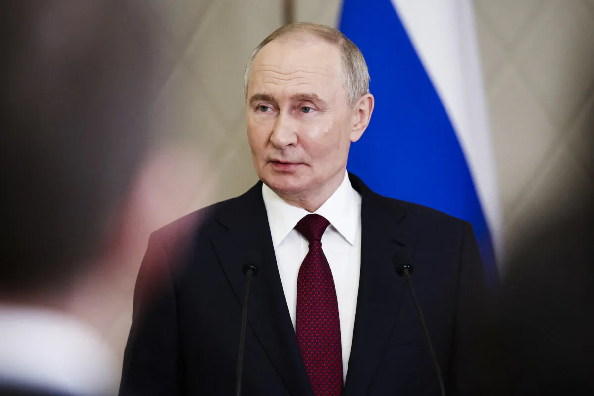 Russian President Vladimir Putin talks to the media after attending a meeting of the Collective Security Treaty Organization (CSTO) in Astana, Kazakhstan, on Nov. 28, 2024. (Mikhail Tereshchenko/AFP/Getty Images)