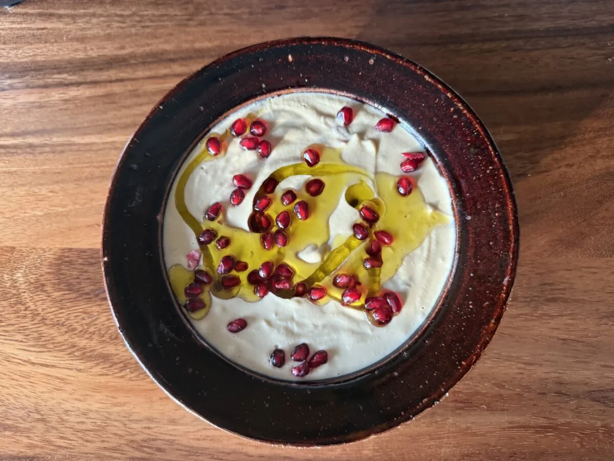 Sweet-tart pomegranate seeds can stand in for lemon juice in a batch of hummus. (Ari LeVaux)