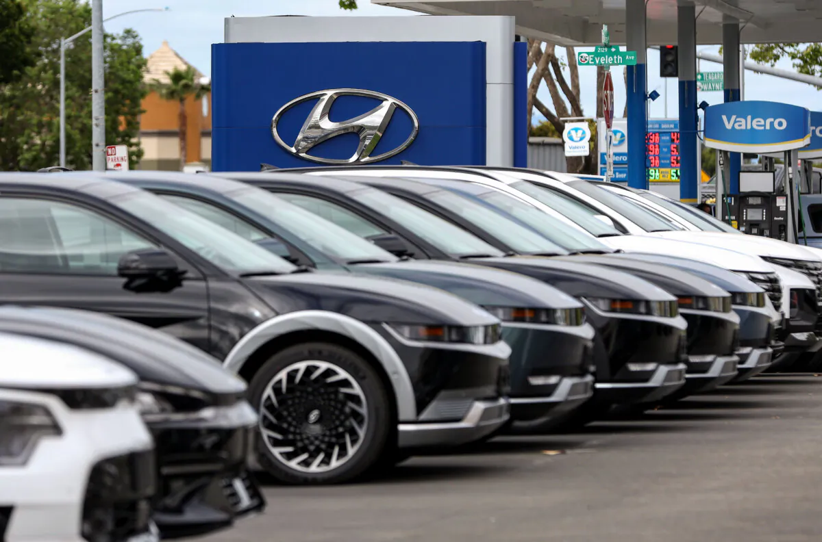 New Hyundai cars are displayed on the sales lot at San Leandro Hyundai in San Leandro, Calif., on May 30, 2023. (Justin Sullivan/Getty Images)