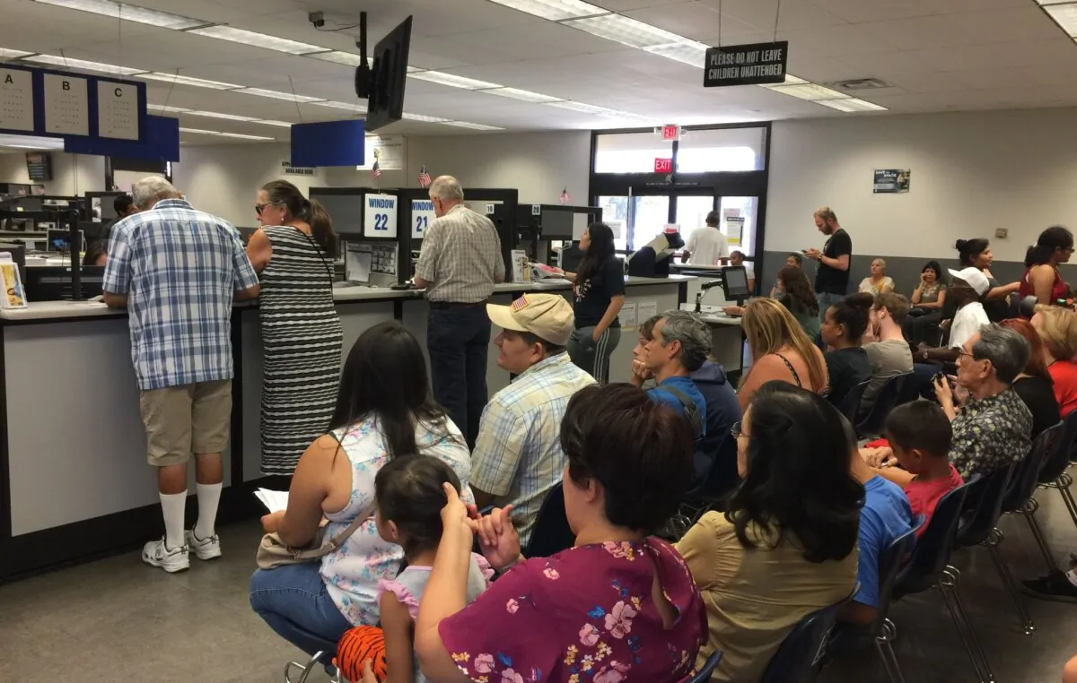 The California Department of Motor Vehicles office (DMV) in Van Nuys, Calif., on Aug. 6, 2018. (behzad moloud/Shutterstock)
