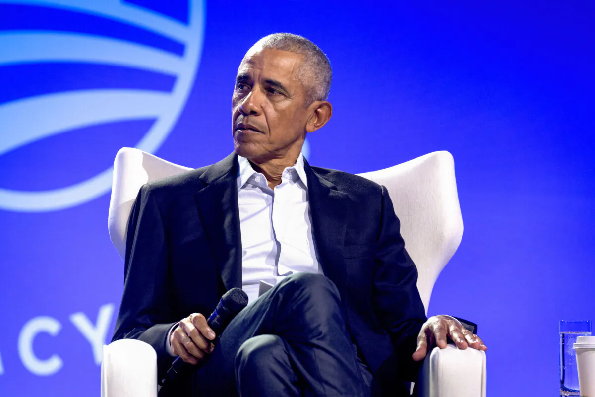 Former President Barack Obama during the Obama Foundation's 2024 Democracy Forum in Chicago on Dec. 5, 2024. (Scott Olson/Getty Images)