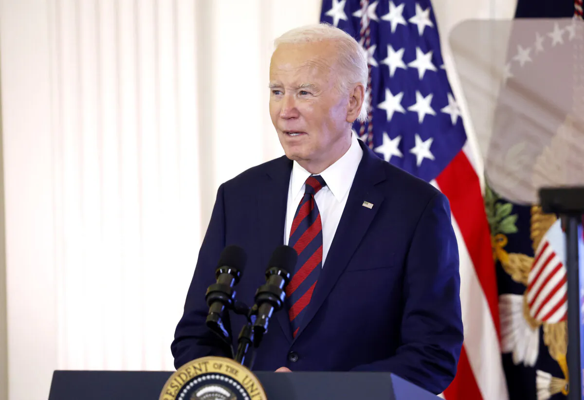 President Joe Biden speaks at an event commemorating the 83rd Anniversary of the attack on Pearl Harbor in the East Room of the White House on Dec. 6, 2024. (Anna Moneymaker/Getty Images)
