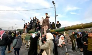 People Celebrate in Umayyad Square in Damascus, Syria