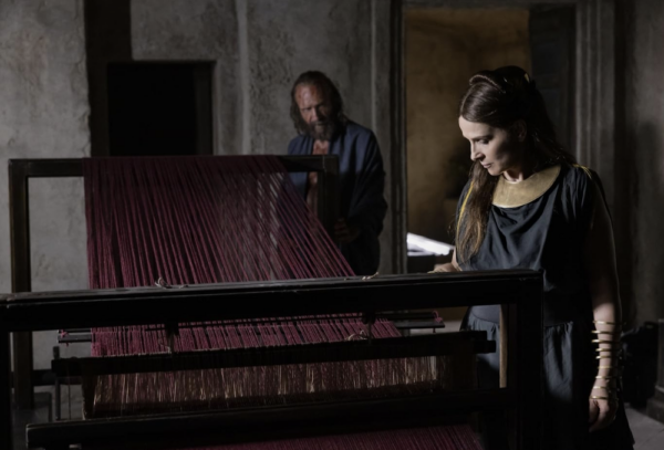 man, woman, and loom in The Return