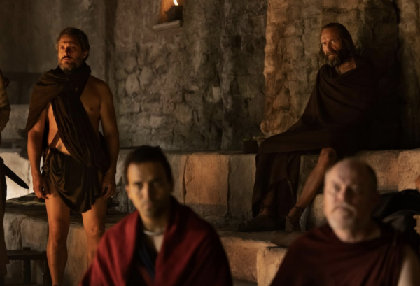 4 men in a castle chamber in The Return
