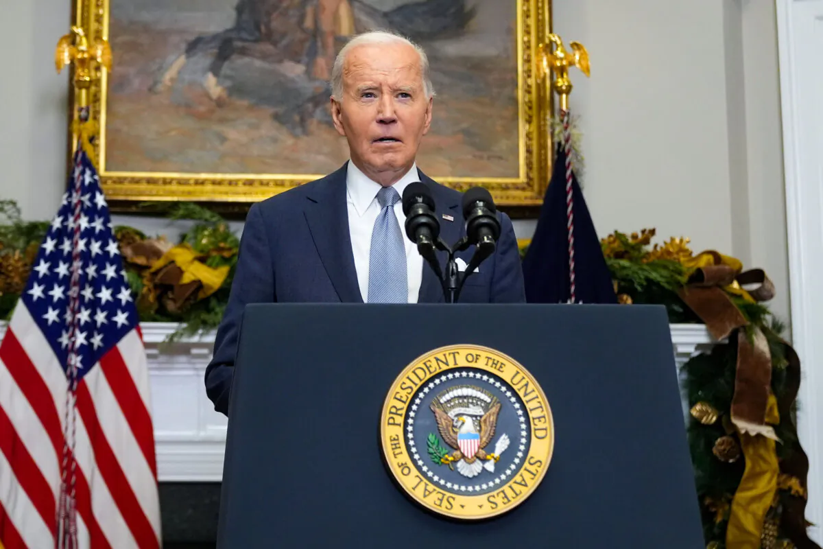 President Joe Biden speaks about the sudden collapse of the Syrian government under Bashar Assad from the Roosevelt Room at the White House in Washington, on Dec. 8, 2024. (Manuel Balce Ceneta/AP Photo)