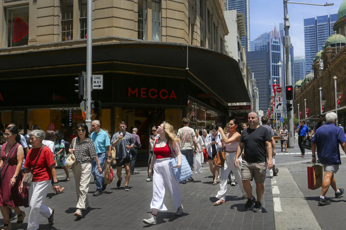 Pedestrians and shoppers move along George Street in Sydney, Australia on Dec. 06, 2024. (Lisa Maree Williams/Getty Images)