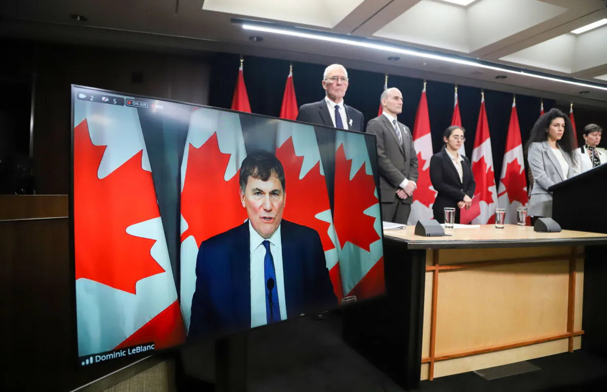 Minister of Public Safety, Democratic Institutions and Intergovernmental Affairs Dominic LeBlanc speaks virtually at a press conference in Ottawa on Dec. 5, 2024. (The Canadian Press/Patrick Doyle)