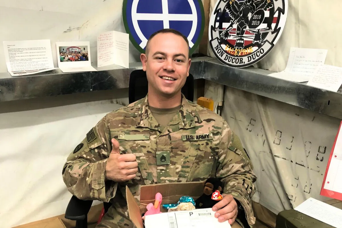 Operation Gratitude care packages are distributed to Air Force and Space Force graduates at Lackland Air Force Base, San Antonio, Texas, 2024. (Courtesy of Operation Gratitude)
