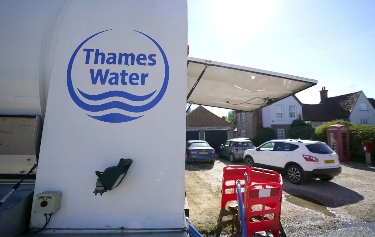 A tanker pumps out excess sewage from the Lightlands Lane sewage pumping station in Cookham, Berkshire, England, on Jan. 10, 2024. (Andrew Matthews/PA)