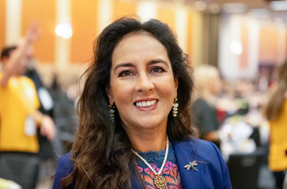 Harmeet Dhillon, an adviser to former President Donald Trump who is also a Republican delegate in California, attends the 2023 CAGOP convention of Anaheim, Calif., on Sept. 29, 2023. (John Fredricks/The Epoch Times)