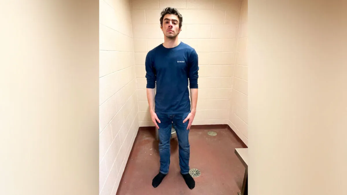 Luigi Mangione in a holding cell after being taken into custody in Altoona, Pa., on Dec. 9, 2024. (Altoona Police Department via Getty Images)
