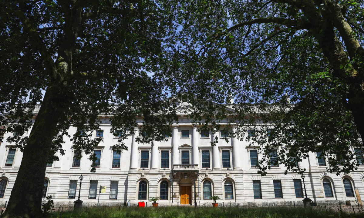An exterior view of the proposed site for the new Chinese Embassy, near Tower Bridge in London on June 23, 2023. (Hannah McKay/Reuters)