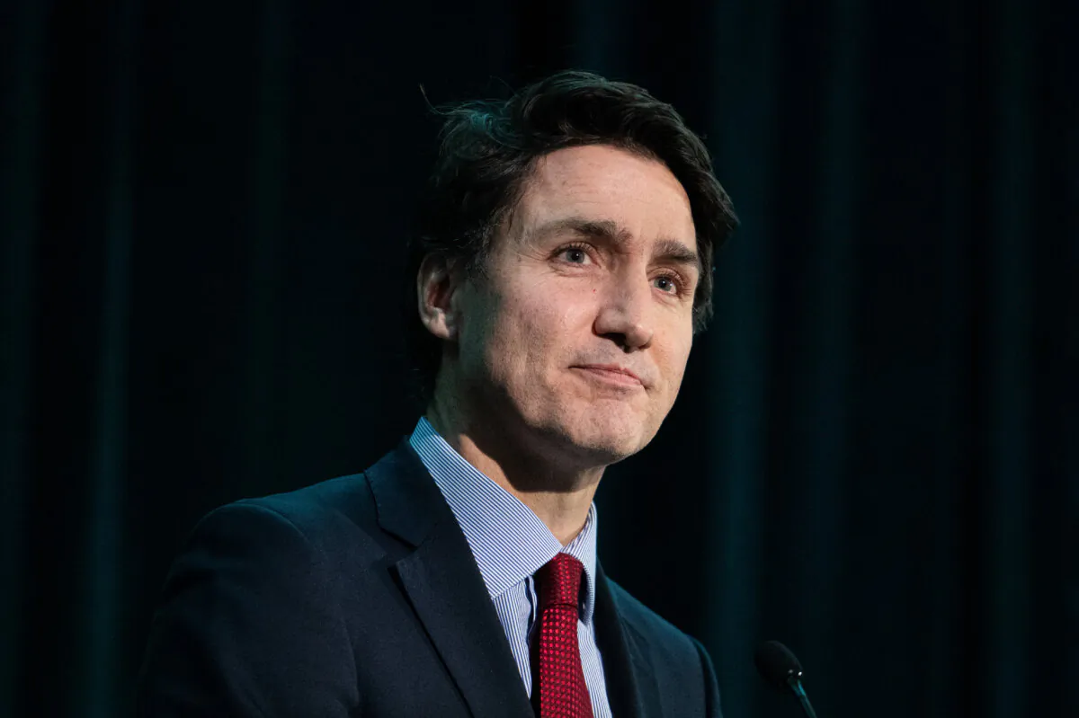 Prime Minister Justin Trudeau delivers remarks at the annual Equal Voice gala in Ottawa, on Dec. 10, 2024. (The Canadian Press/Spencer Colby)