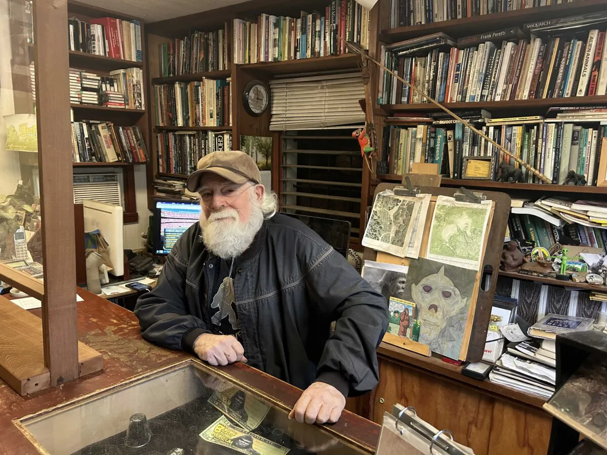 Michael Rugg at the Bigfoot Discovery Museum in Felton, Calif., on Dec. 8, 2024. (Steve Ispas/The Epoch Times)