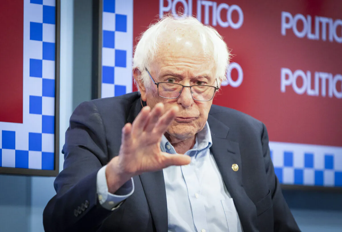 Sen. Bernie Sanders (I-Vt.) speaks in Chicago on Aug. 19, 2024. (John Fredricks/The Epoch Times)