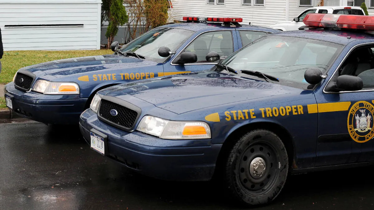 New York state police cars in a file photo. (Stan Honda/AFP via Getty Images)
