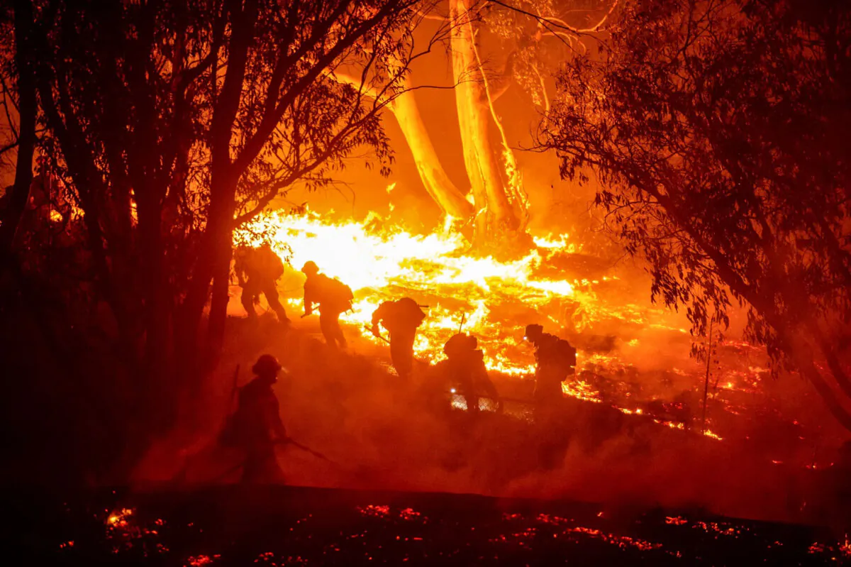 A wind-driven fire in Malibu, Calif., destroyed seven homes by Dec. 11, 2024. (Doug Morrison, Los Angeles County Fire Department)