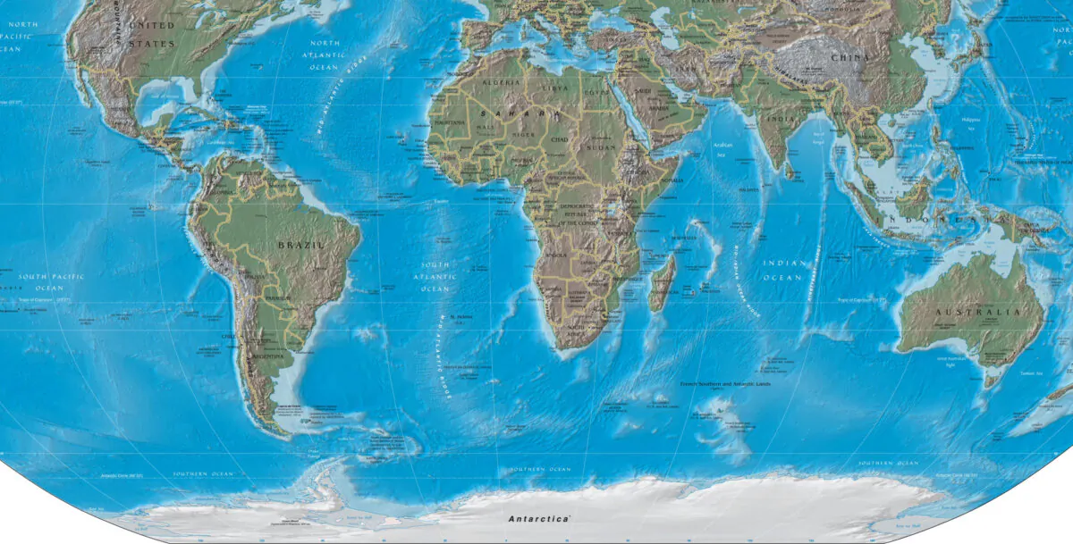 Physical world map. (CIA World Factbook, Public Domain)