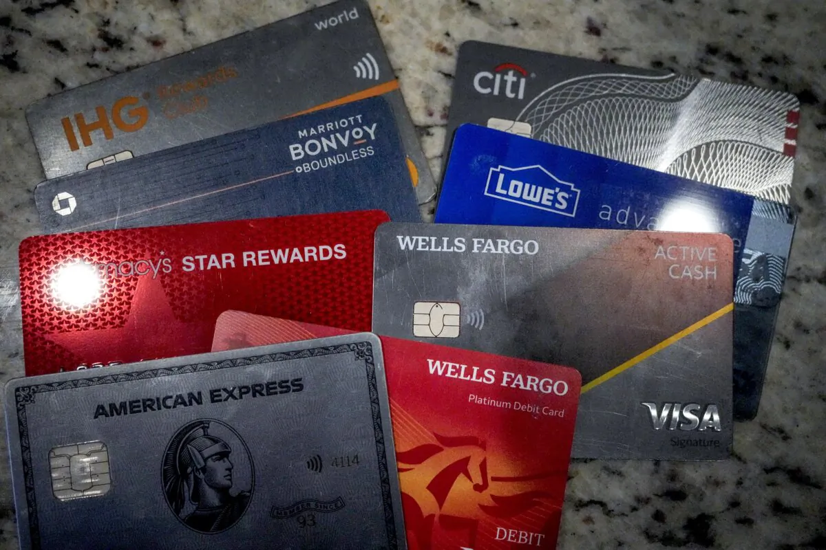 Credit cards in Atlanta, Ga., on Jan. 18, 2024. (Mike Stewart/AP Photo)