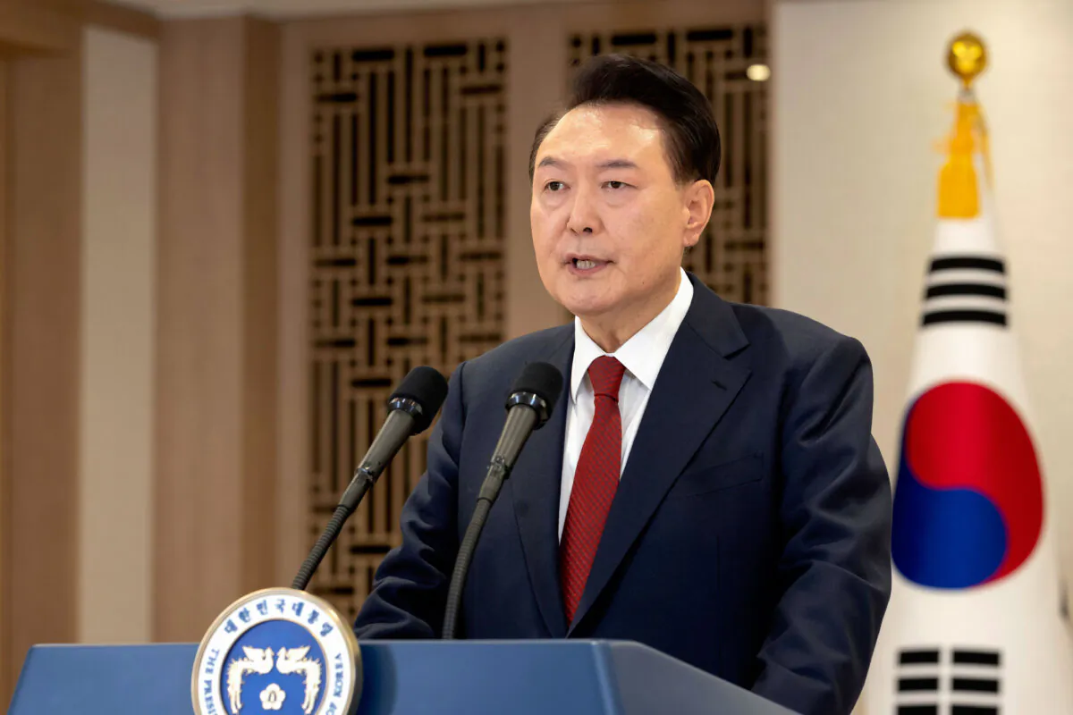 South Korean President Yoon Suk Yeol speaks at the presidential office in Seoul, South Korea, on Dec. 12, 2024. (South Korea Presidential Office via AP)