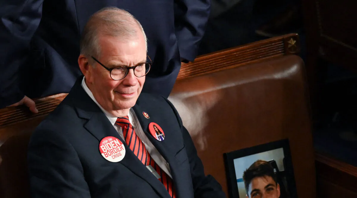 Rep. Tim Walberg (R-Mich.) awaits President Joe Biden's State of the Union address in the House Chamber on March 7. (Andrew Caballero-Reynolds/AFP via Getty Images)