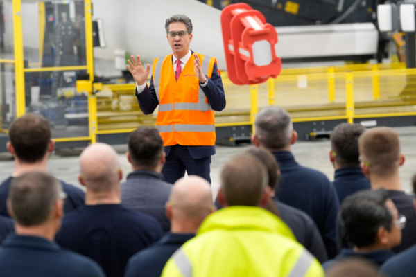 Energy Security and Net Zero Secretary Ed Miliband during a visit to the Siemens Energy turbine factory to launch the clean power 2030 action plan, in Hull, England, on Dec. 13, 2024.(Danny Lawson/PA Wire)